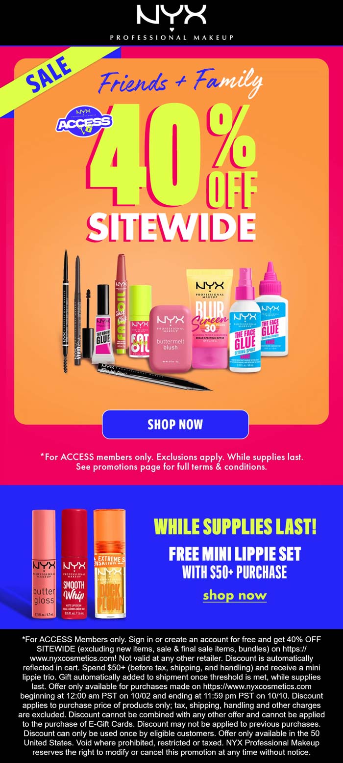 NYX Professional Makeup coupons & promo code for October 2025