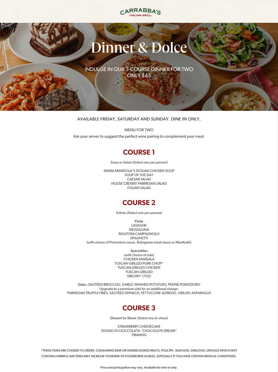 Carrabbas coupons & promo code for October 2025