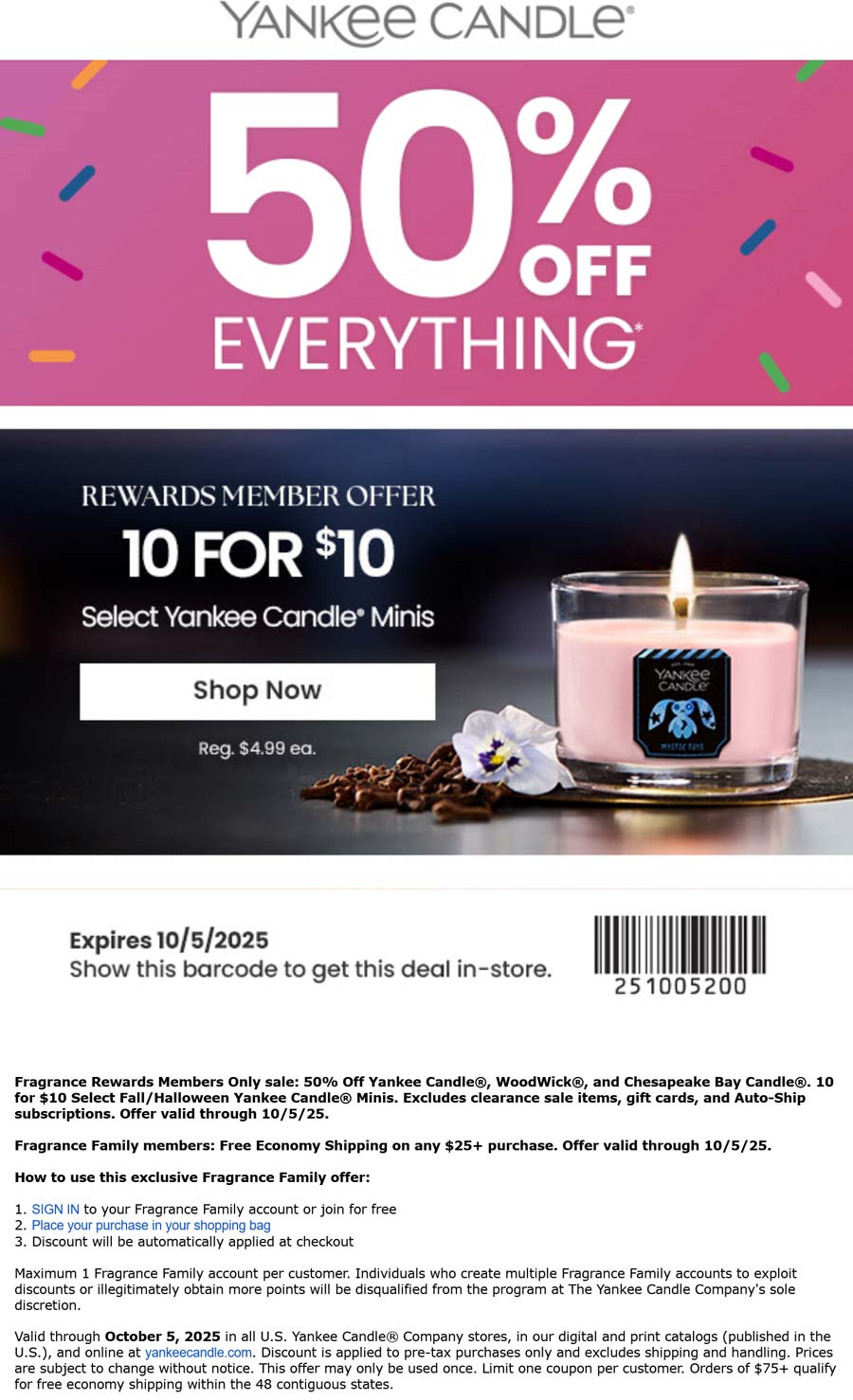Yankee Candle coupons & promo code for October 2025