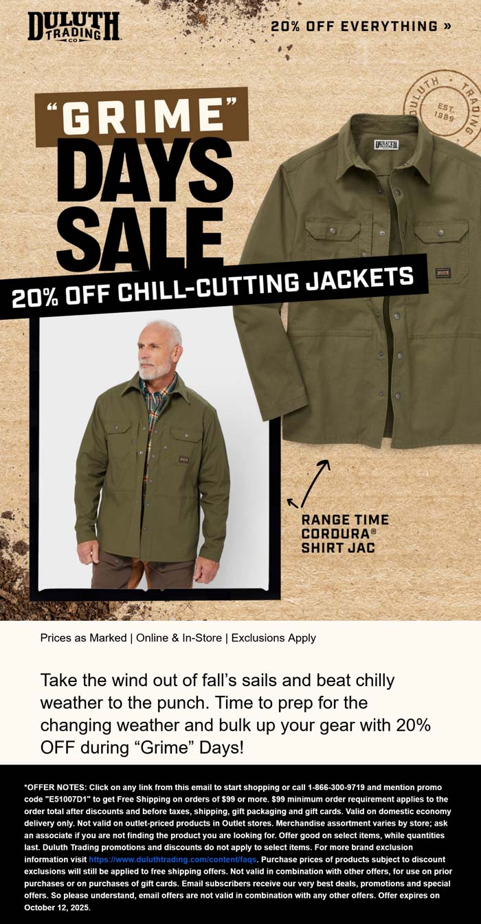 Duluth Trading Co stores Coupon  20% off everything at Duluth Trading Co #duluthtradingco 