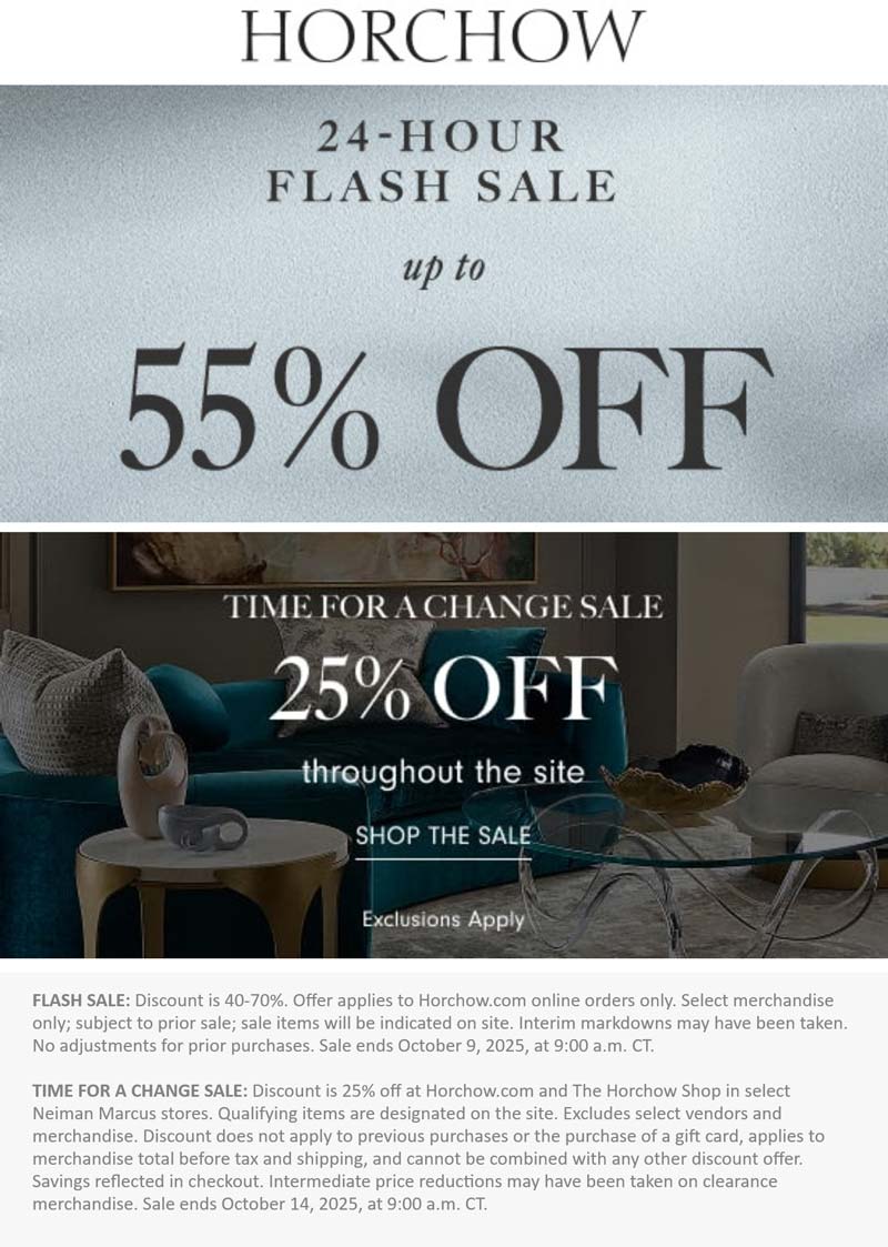 Horchow stores Coupon  40-70% off furniture online today at Horchow #horchow 