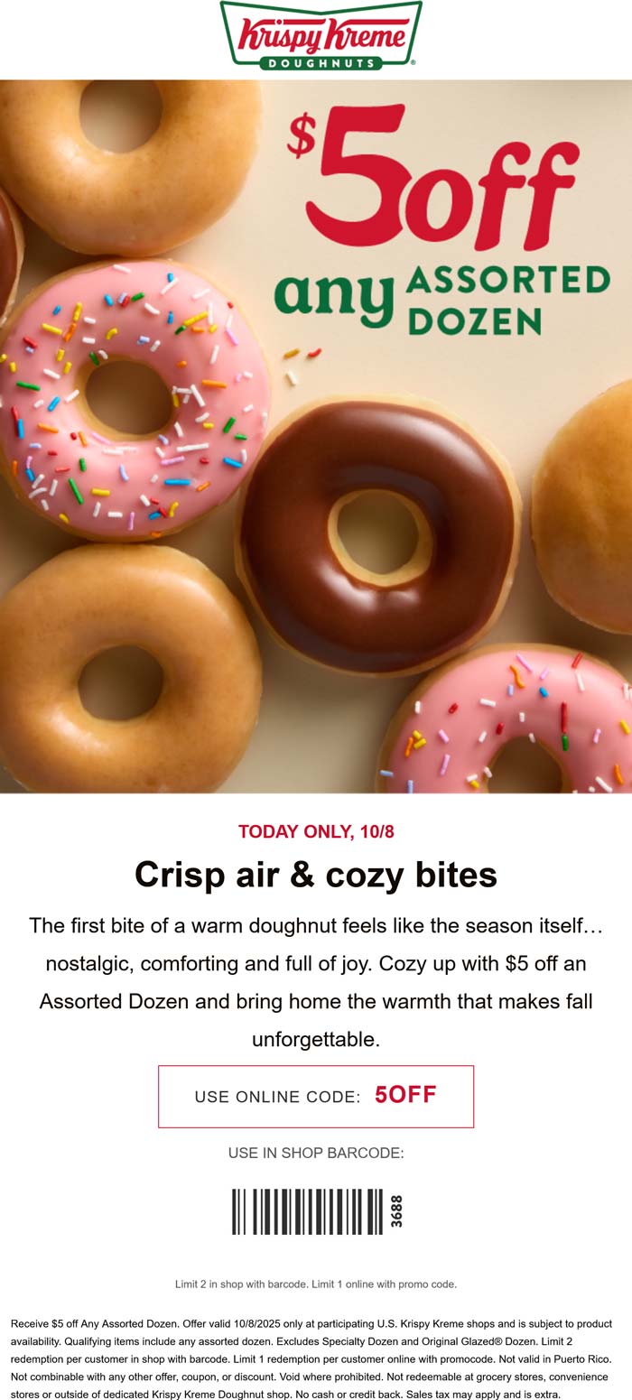 Krispy Kreme coupons & promo code for October 2025