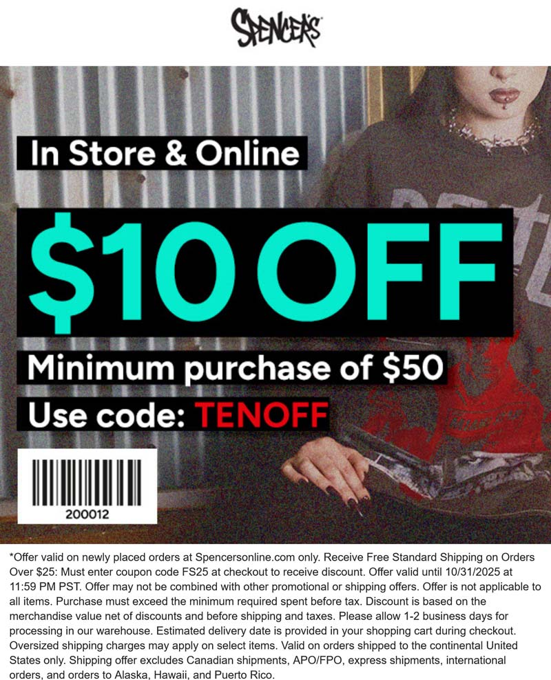 Spencers coupons & promo code for October 2025
