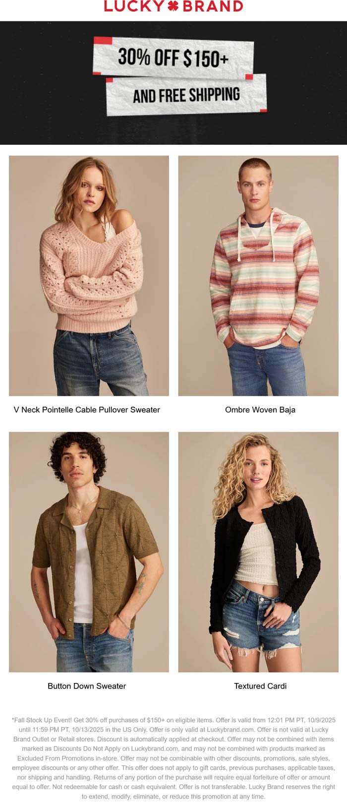Lucky Brand coupons & promo code for October 2025