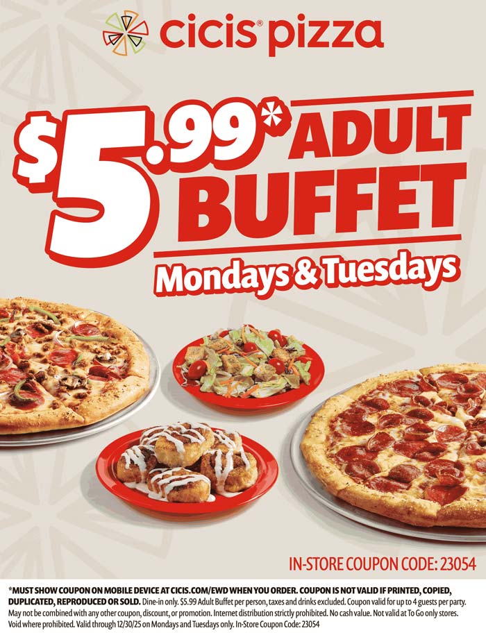 CiCis Pizza coupons & promo code for October 2025