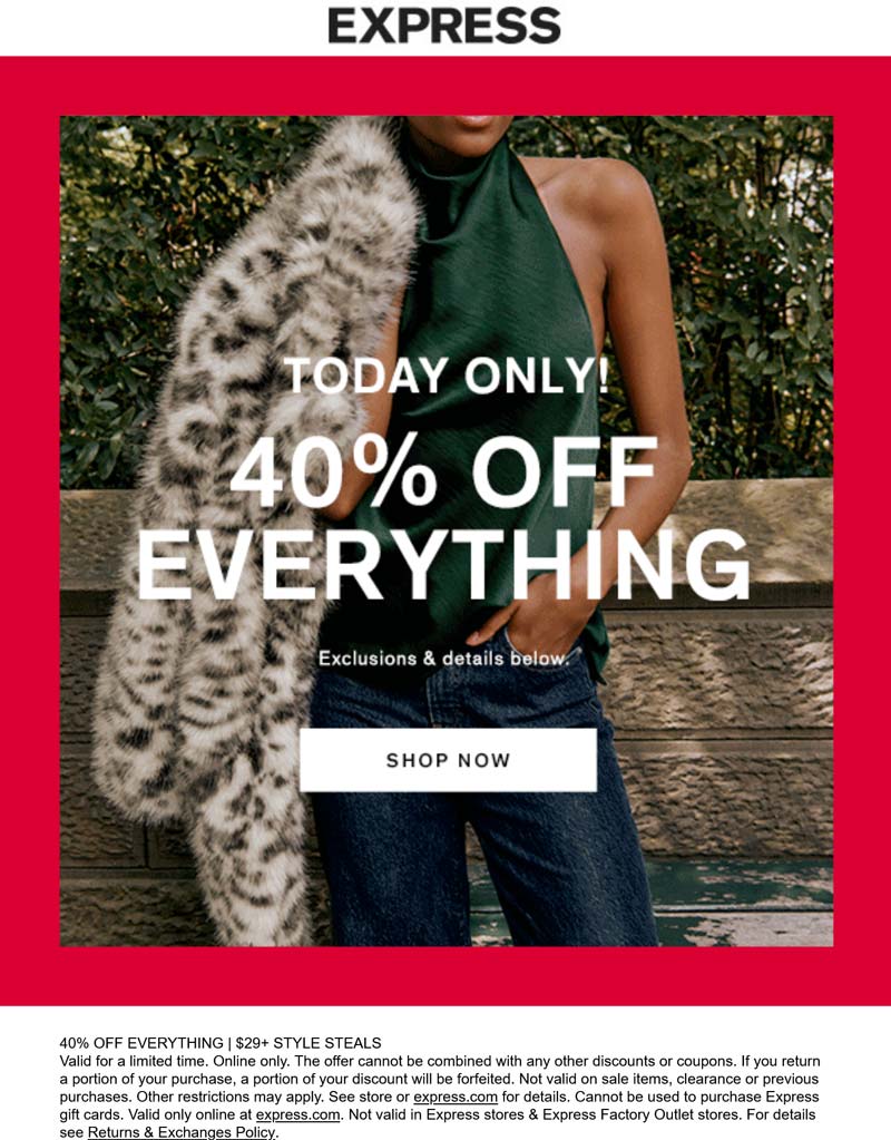 Express coupons & promo code for October 2025