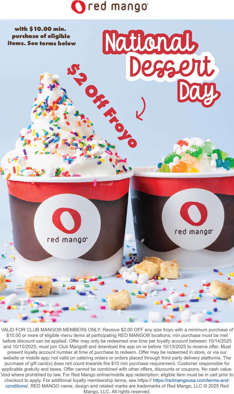 Red Mango coupons & promo code for October 2025