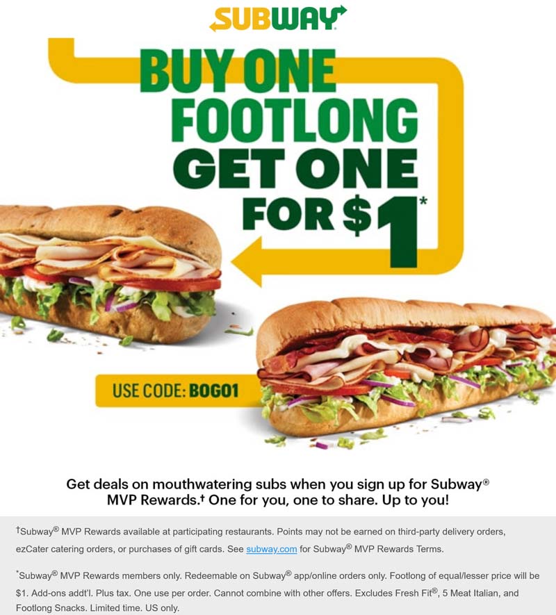 Subway coupons & promo code for October 2025