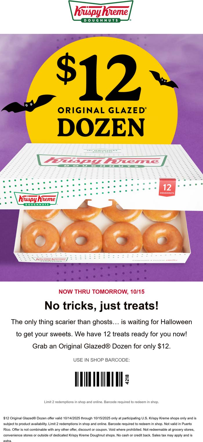 Krispy Kreme coupons & promo code for October 2025
