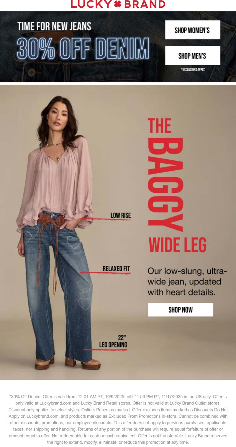 Lucky Brand coupons & promo code for October 2025