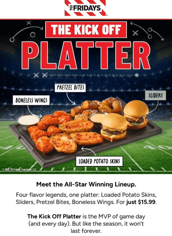 TGI Fridays coupons & promo code for October 2025