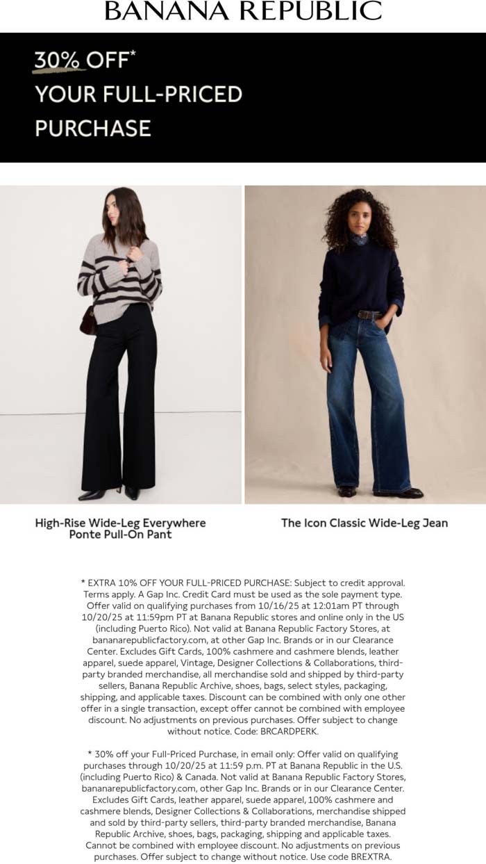 Banana Republic coupons & promo code for October 2025
