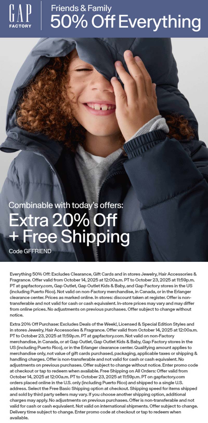Gap Factory stores Coupon  50% off everything & more at Gap Factory #gapfactory 