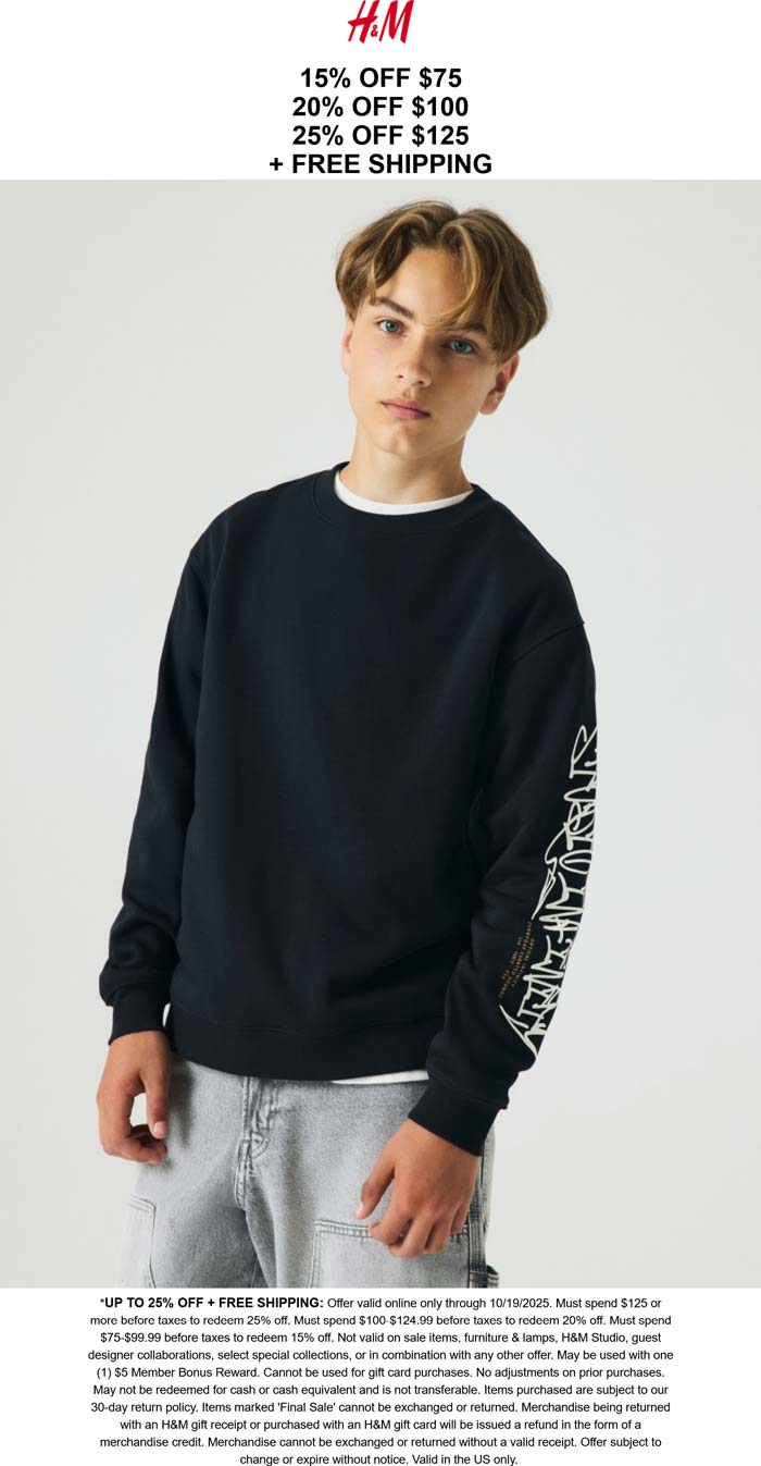 H&M coupons & promo code for October 2025