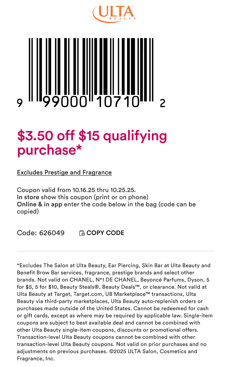 Ulta coupons & promo code for October 2025