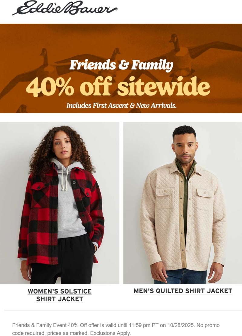 Eddie Bauer coupons & promo code for October 2025