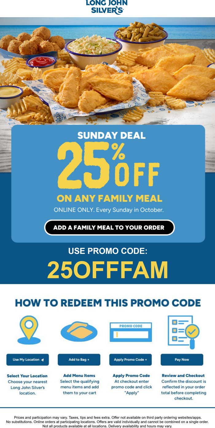 Long John Silvers coupons & promo code for October 2025