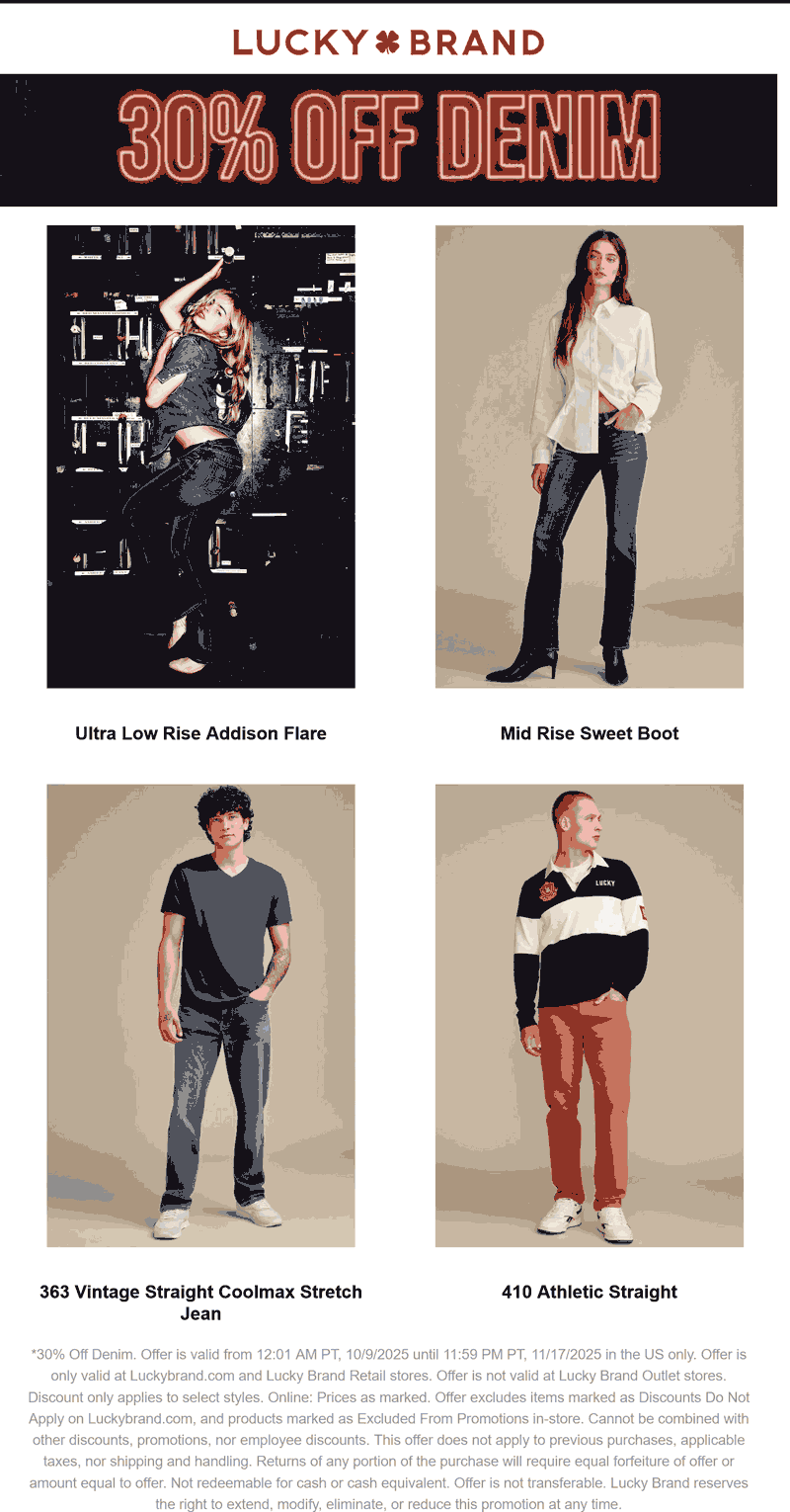 Lucky Brand coupons & promo code for October 2025