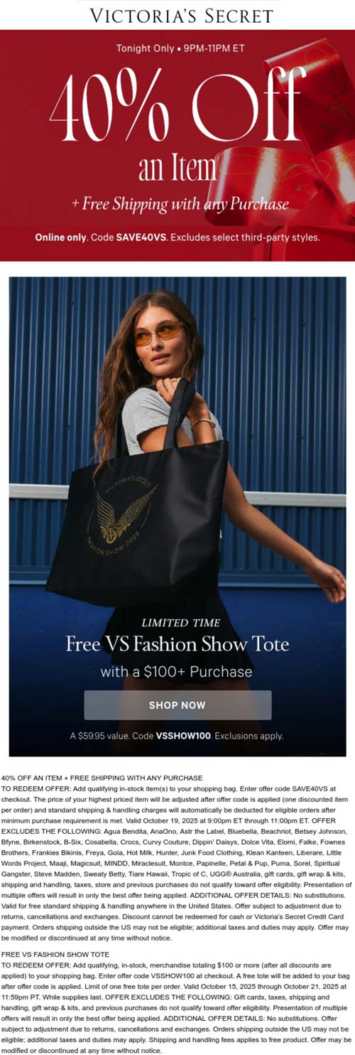 Victorias Secret coupons & promo code for October 2025