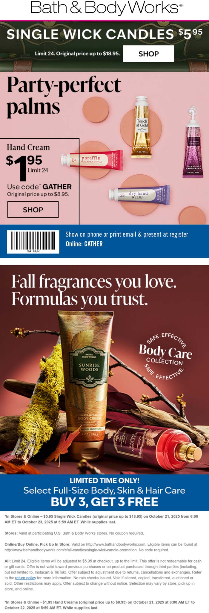 Bath & Body Works coupons & promo code for October 2025