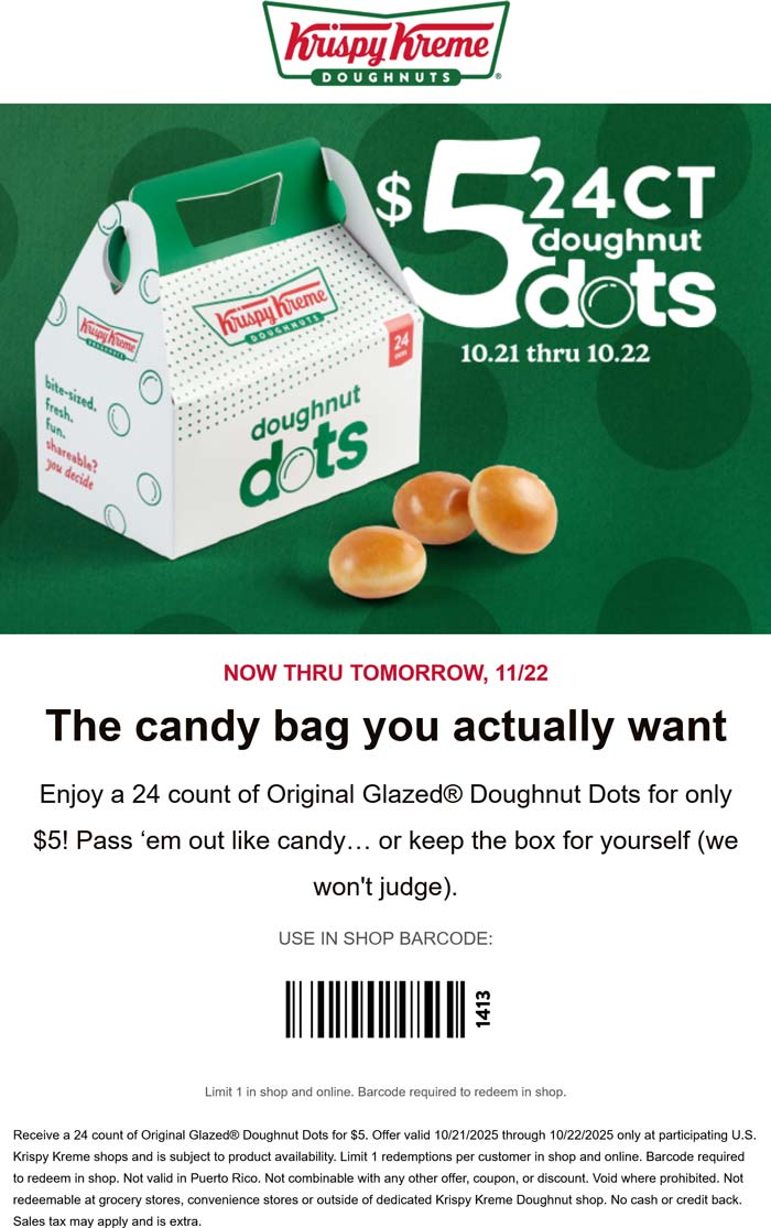 Krispy Kreme coupons & promo code for October 2025