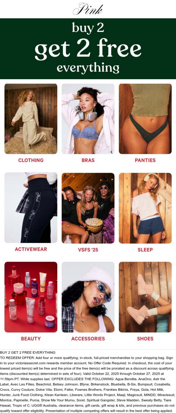 PINK coupons & promo code for October 2025