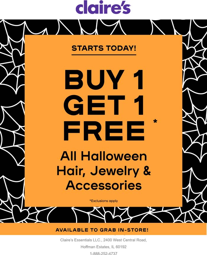Claires coupons & promo code for October 2025
