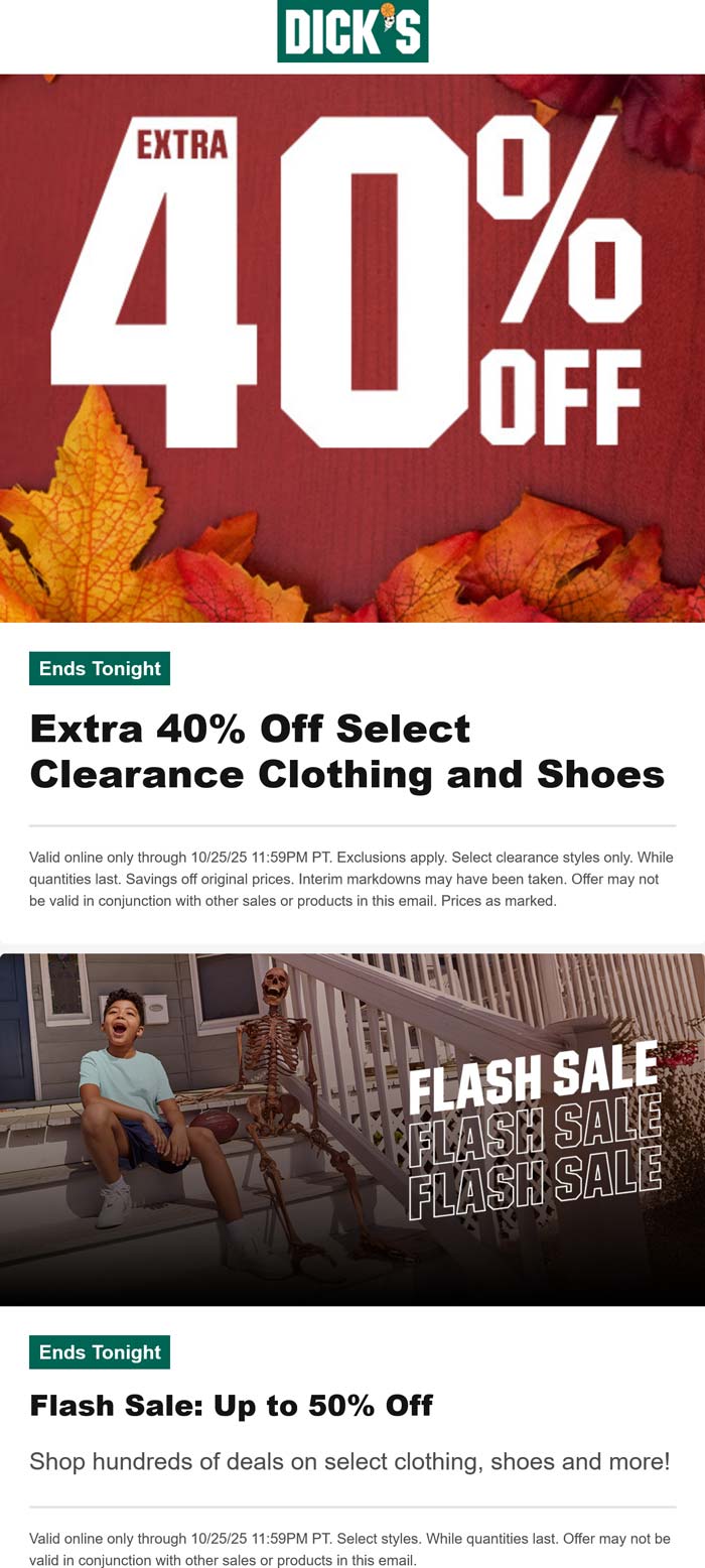 Dicks coupons & promo code for October 2025