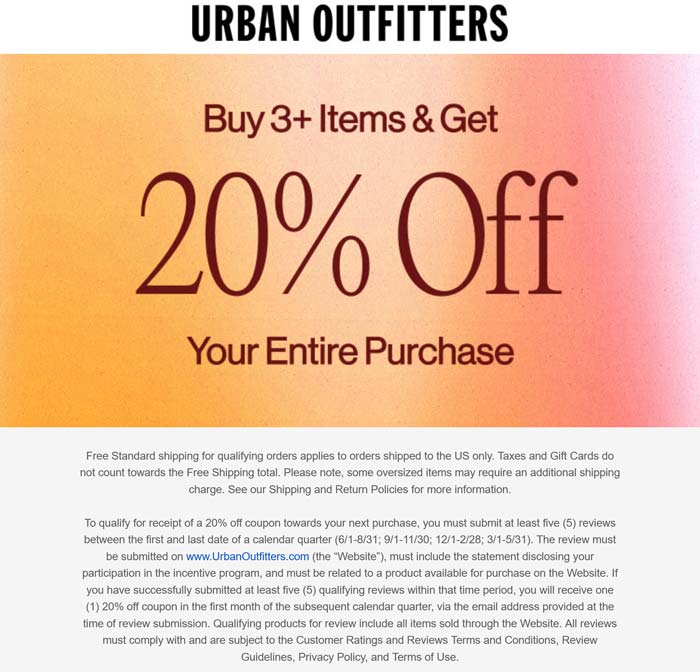 Urban Outfitters coupons & promo code for October 2025
