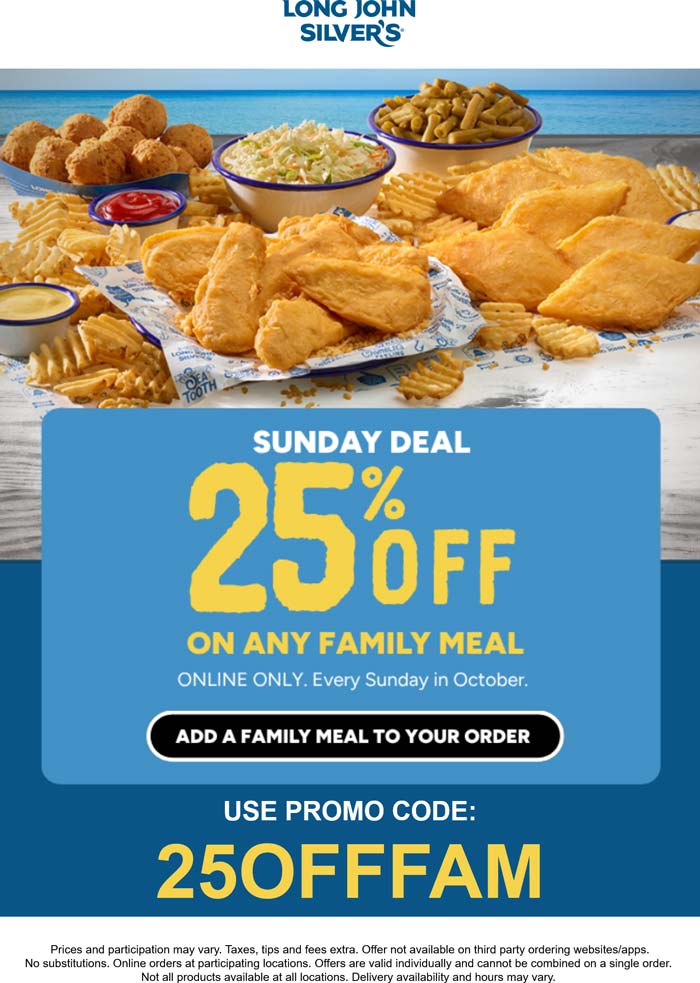 Long John Silvers coupons & promo code for October 2025