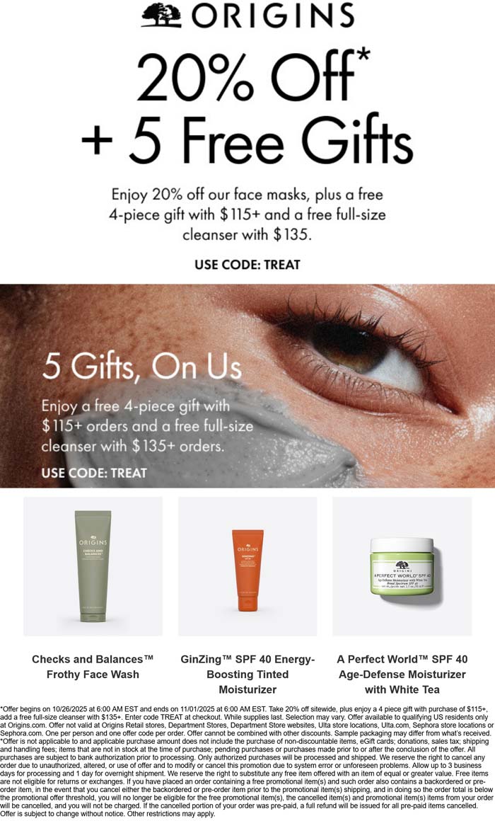 Origins coupons & promo code for October 2025