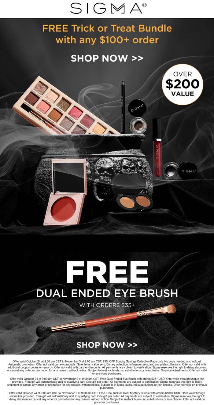 Sigma $200 bundle free on $100+ & more at Sigma #sigma  Sigma stores Coupon  $200 bundle free on $100+ & more at Sigma #sigma