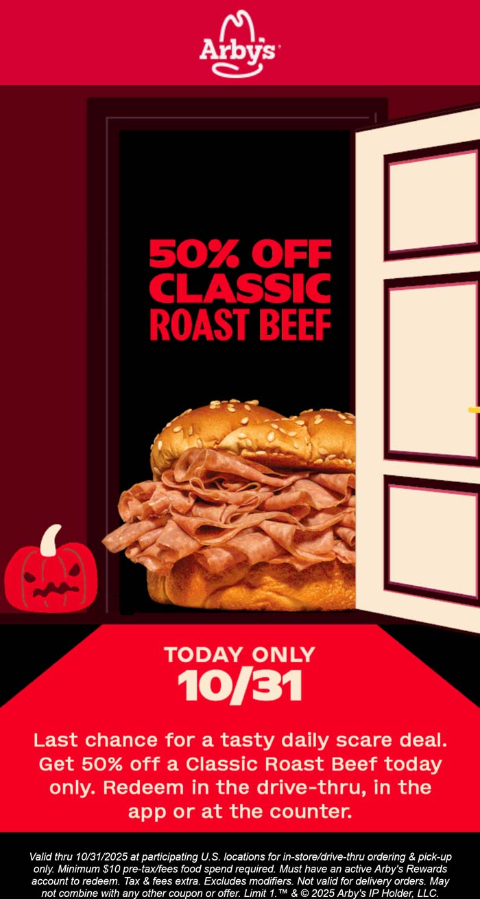 Arbys coupons & promo code for November 2025