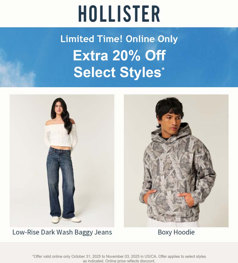 Hollister coupons & promo code for November 2025