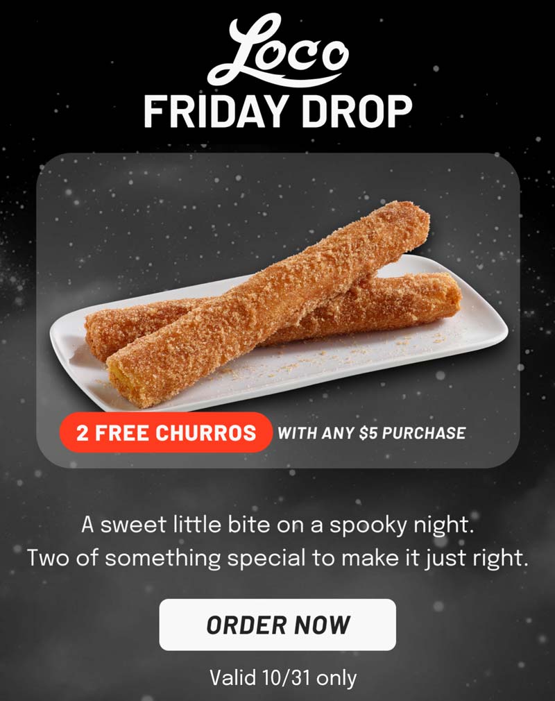 El Pollo Loco restaurants Coupon  Free churros on $5 today at El Pollo Loco restaurants #elpolloloco 