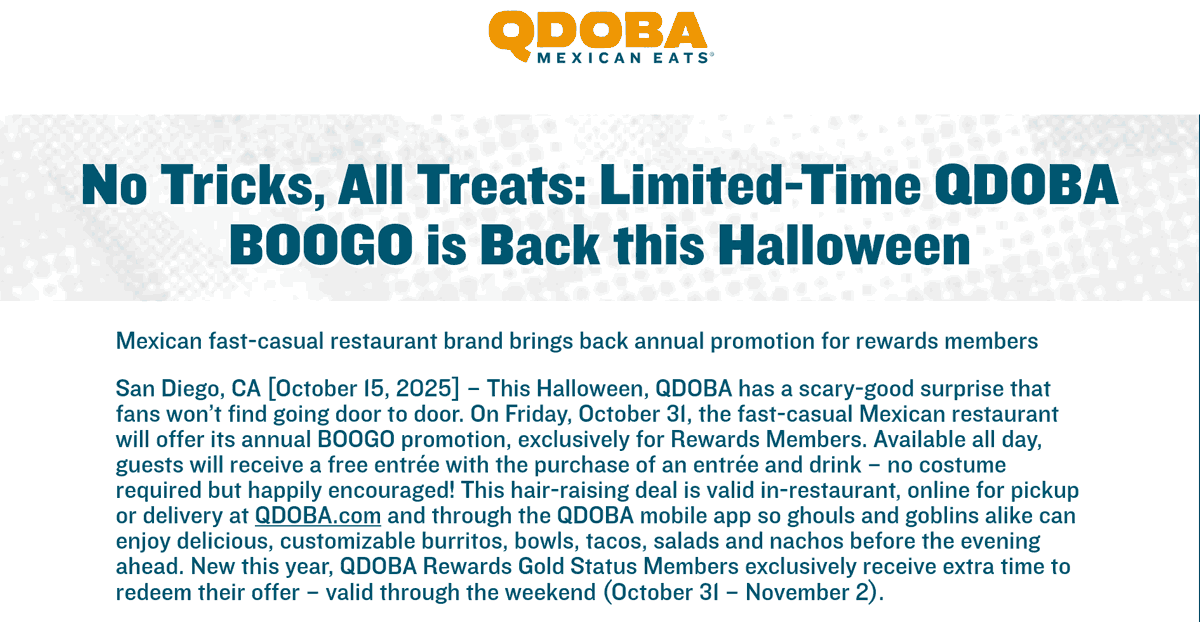 Qdoba coupons & promo code for November 2025