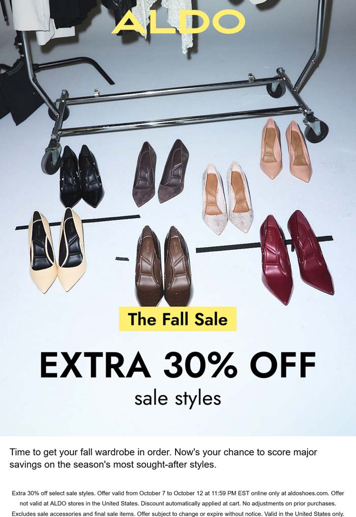ALDO stores Coupon  Extra 30% off sale styles online at ALDO #aldo 