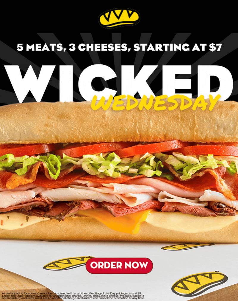 Which Wich 5 meat 3 cheese wicked sandwich = $7 today at Which Wich #whichwich Which Wich restaurants Coupon 5 meat 3 cheese wicked sandwich = $7 today at Which Wich #whichwich
