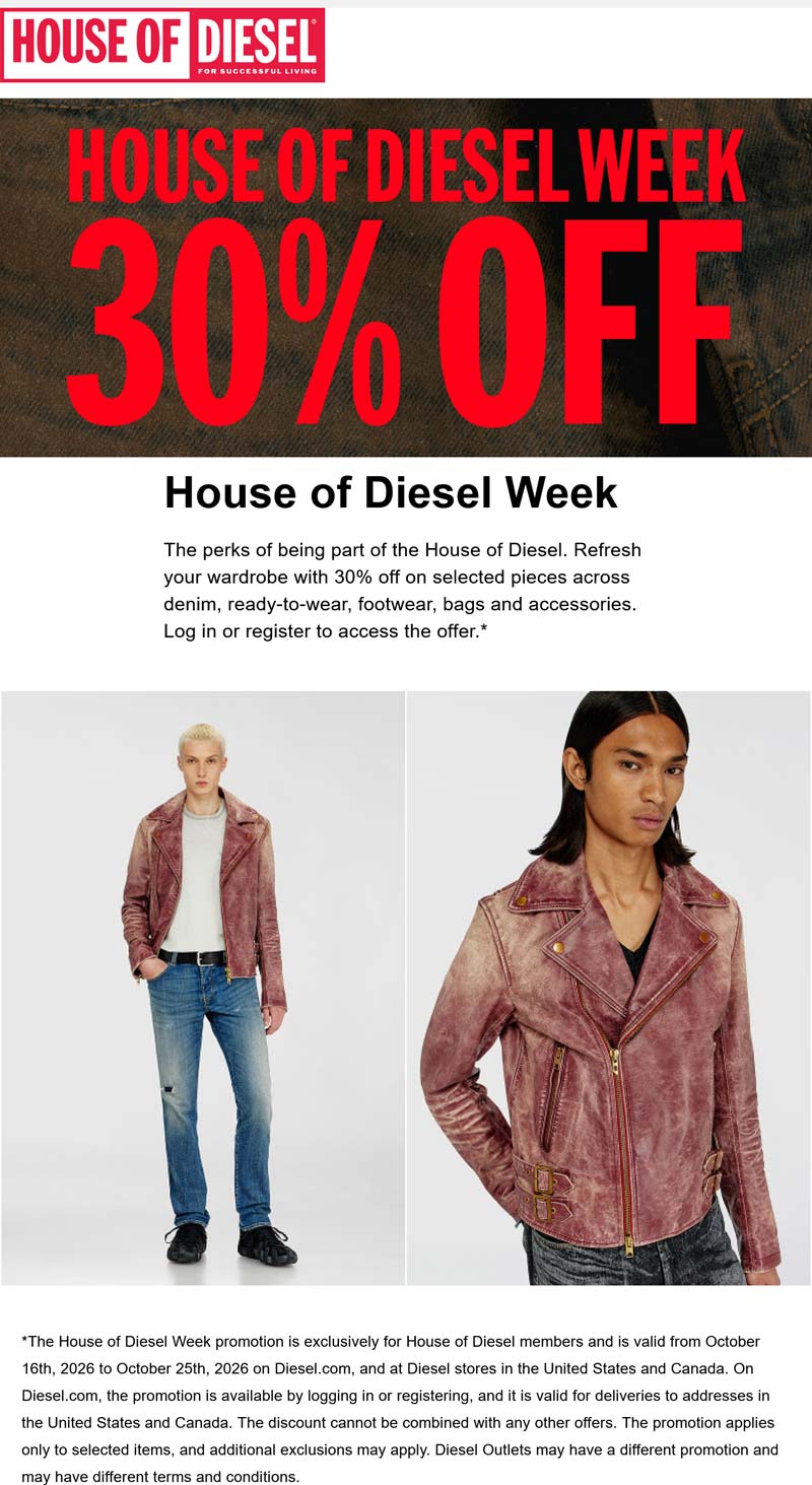 Diesel stores Coupon  30% off at Diesel #diesel 