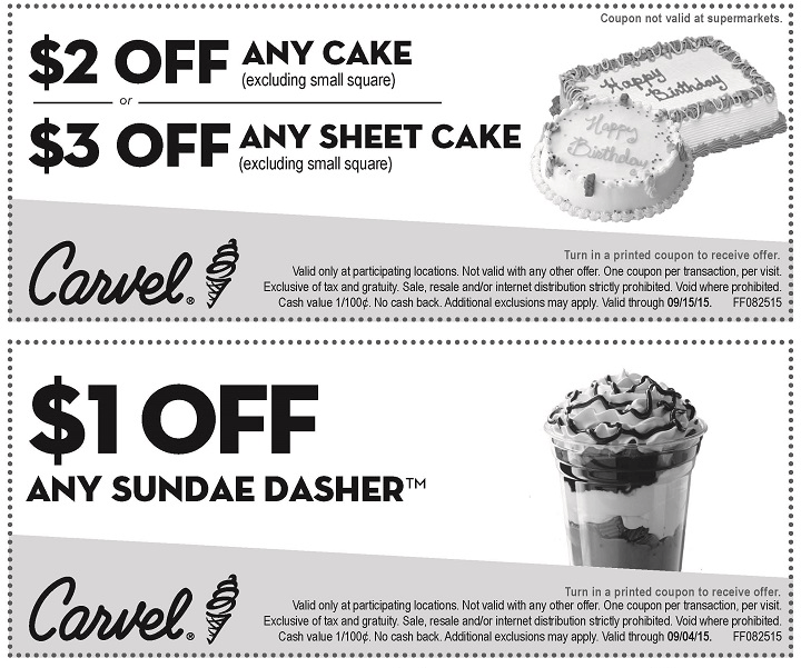 Carvel July 2020 Coupons and Promo Codes 🛒