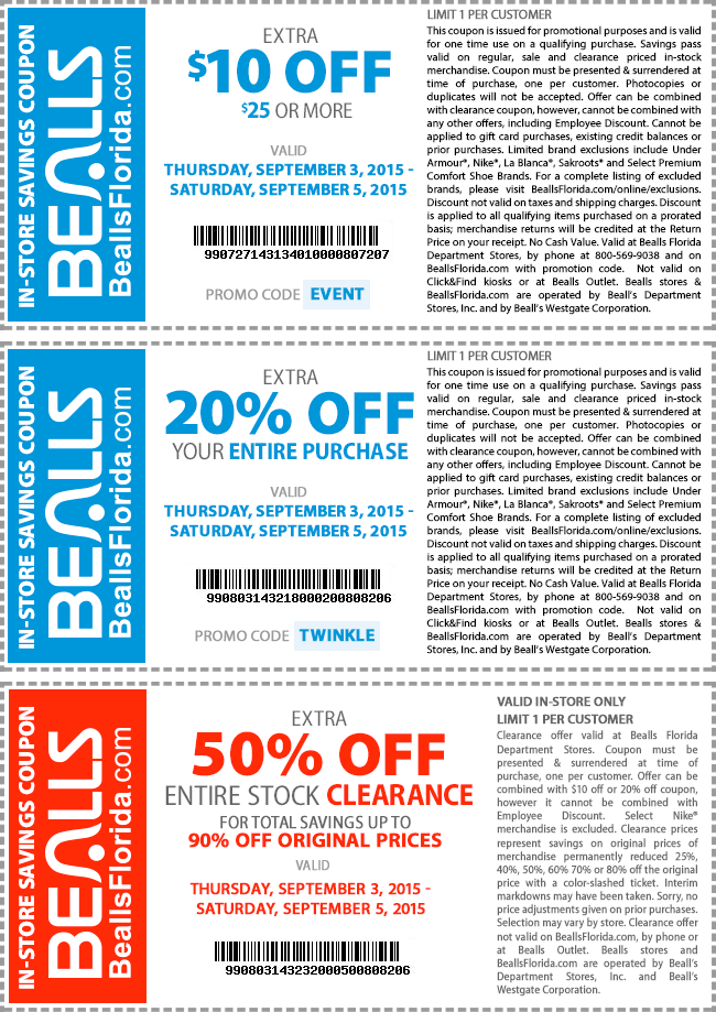 Bealls Coupon April 2024 Extra 50% off clearance, $10 off $25 & more at Bealls, or online via promo code EVENT