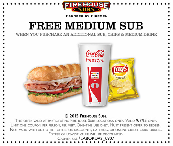 Firehouse Subs Coupon April 2024 Second sub free Monday at Firehouse Subs