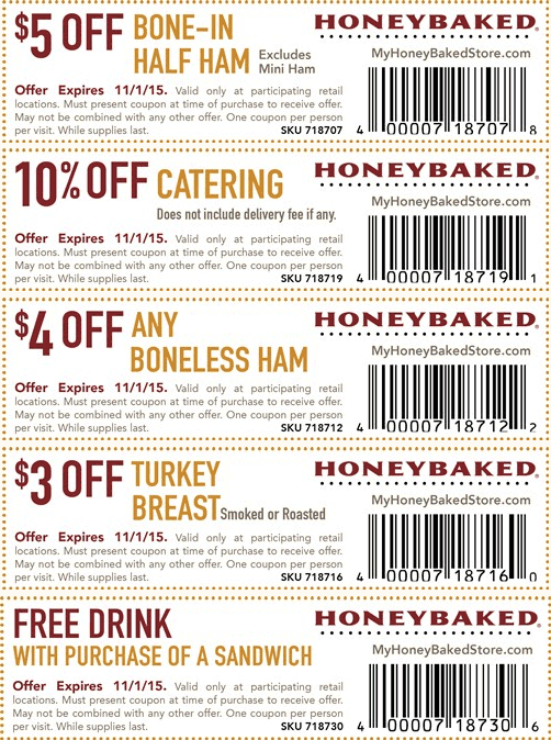 HoneyBaked Coupon April 2024 Free drink with your sandwich, $5 off & more at HoneyBaked