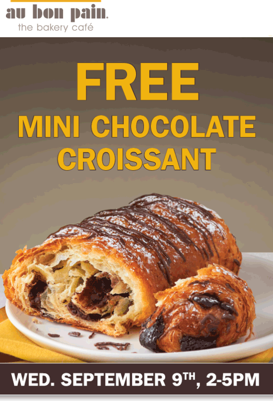 Au Bon Pain Coupon April 2024 Chocolate croissant free Wednesday at Au Bon Pain bakery cafes