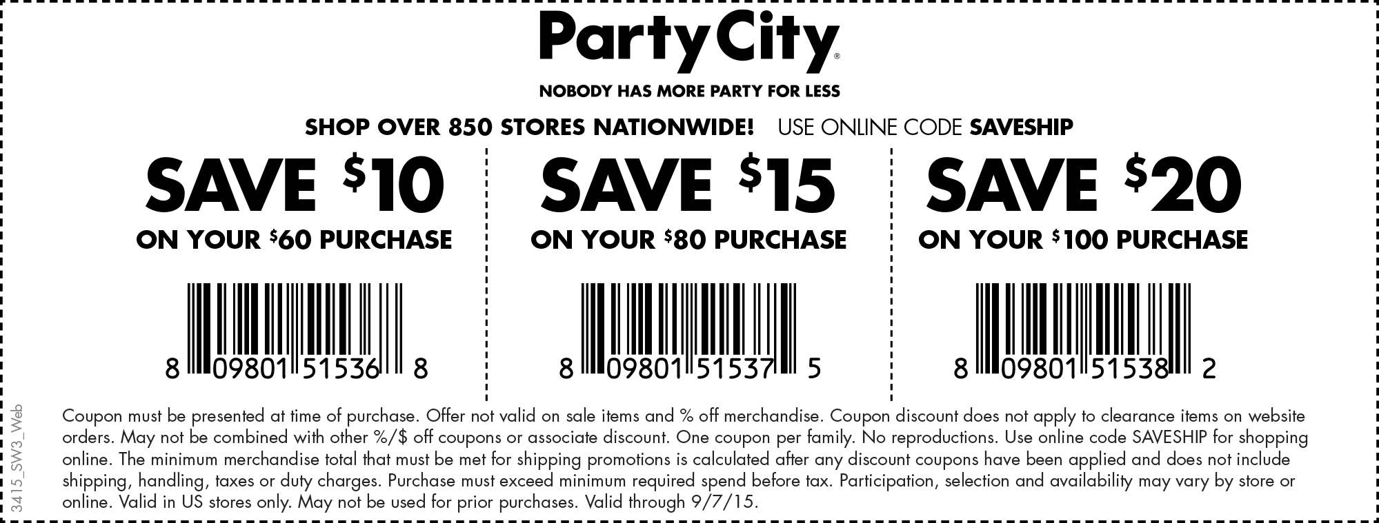 Party City Coupon March 2024 $10 off $60 & more at Party City, or online via promo code SAVESHIP