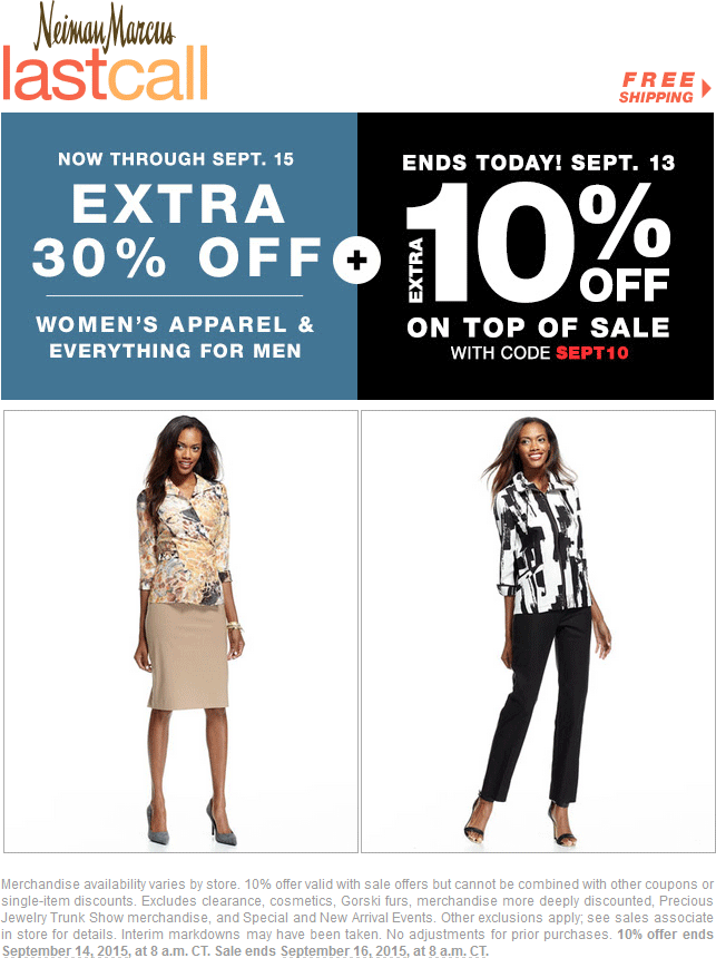 Last Call Coupon April 2024 Extra 30% off at Neiman Marcus Last Call, ditto online