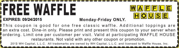 Waffle House Coupon May 2024 Free waffle at Waffle House