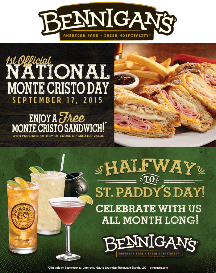 Bennigans coupons & promo code for [April 2024]