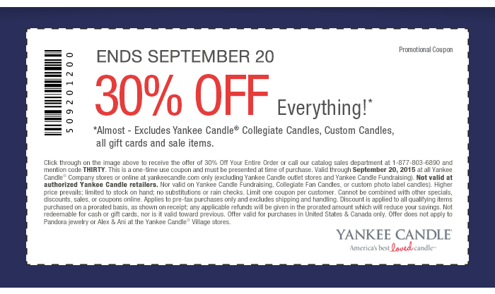 Yankee Candle Coupon March 2024 30% off everything at Yankee Candle, or online via promo code THIRTY