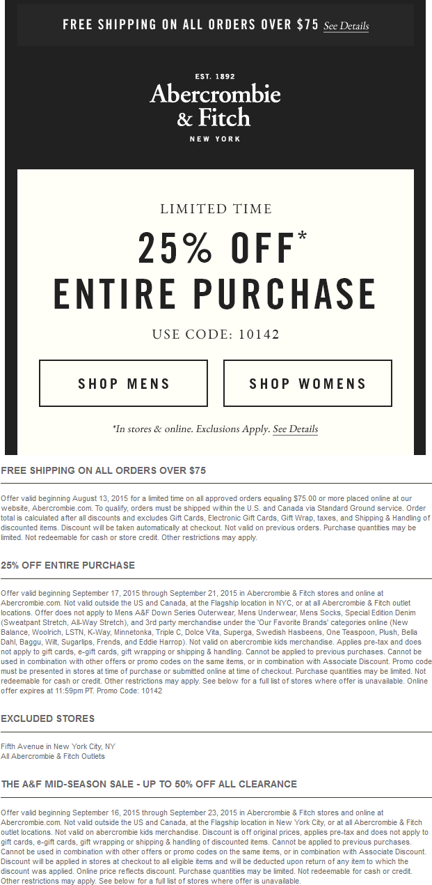 Abercrombie & Fitch coupons & promo code for [May 2024]